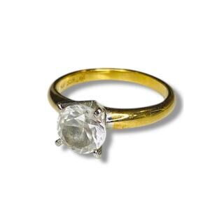 Vintage Size 8 Faux Diamond Ring 18k Gold Filled 7.5mm